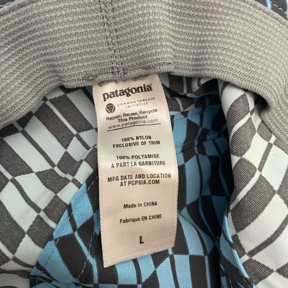 Patagonia Black and Blue Patterned bucket Hat 3561 - Picture 3 of 6